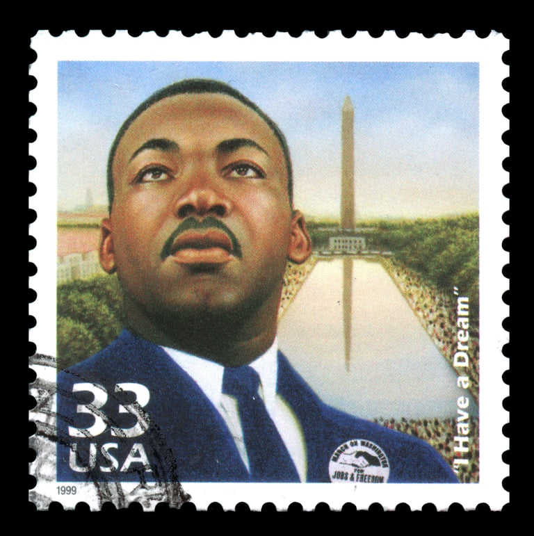 Martin Luther King Jr. commemorative postage stamp portrait